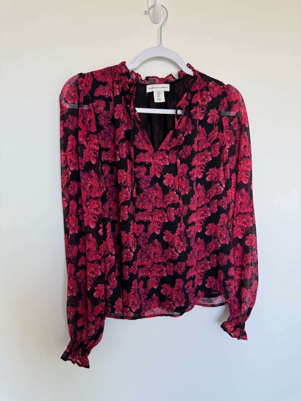 cupcakes & cashmere red floral blouse